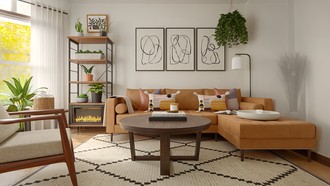 Bohemian, Midcentury Modern Living Room by Havenly Interior Designer Valeria